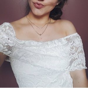 White fitted lace dress